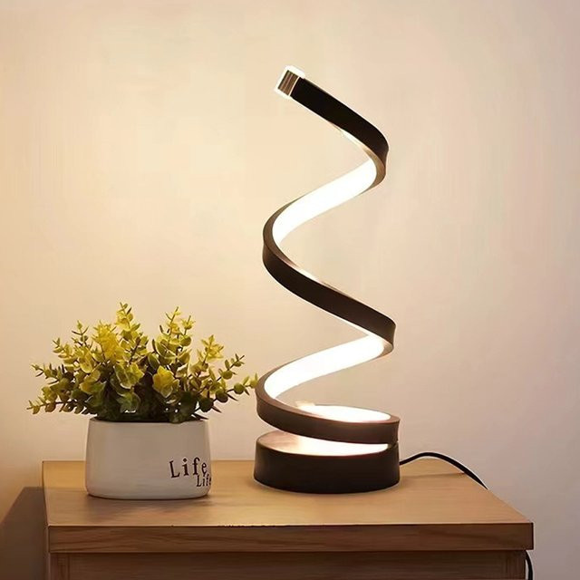 MeeToo Moderne Spirale LED Tischlampe Dimmbar mit Touch-Funktion in Weiß oder Schwarz - Bild 1