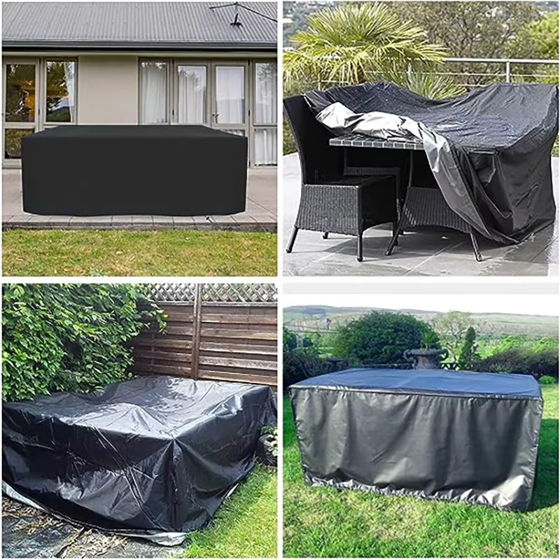 Wasserdichte und winddichte Gartenmöbel-Abdeckung aus 210D Oxford-Stoff für deinen Gartentisch von MY·BAKERMAN in Schwarz - Bild 5