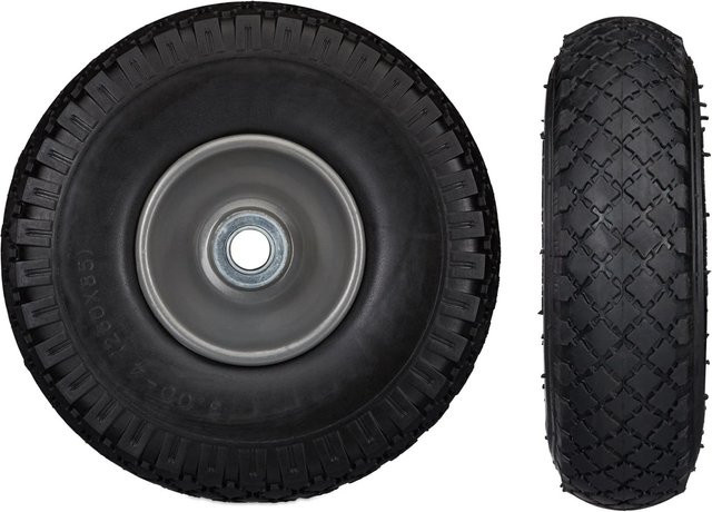 Relaxdays 2er Set Sackkarrenräder aus Stahl und PU-Gummi, Schwarz und Grau, Durchmesser: 26 cm, Breite: 8,5 cm - Bild 1