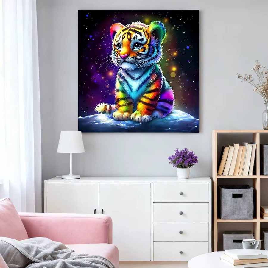 HUACAN 5D DIY Diamantmosaik Tiger Tier Malerei mit runden Strasssteinen in Multicolour, B/H: 35 x 20 cm - Bild 3