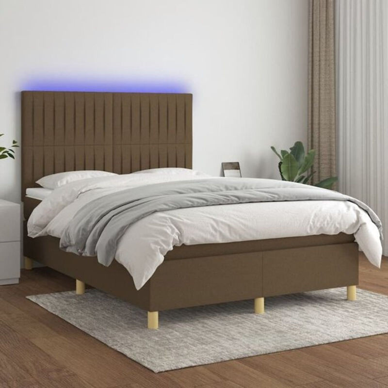 Vidaxl Boxspringbett mit Matratze in Braun aus Stoff, B/T/H: 140 x 190 cm - Bild 1