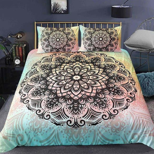 Your Warm Home Boho-Mandala Bettwäscheset, 3-teilig, Mehrfarbig, Bettbezug und Kissenbezüge, Breite: 264 cm, Tiefe: 228 cm, Kissenbezug: 50 x 70 cm - Bild 1