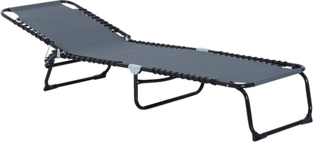 Outsunny Klappliege Anthrazit mit verstellbarer Kopfstütze und Textilene-Bezug, B/H/L: 58 x 26 x 197 cm - Bild 1