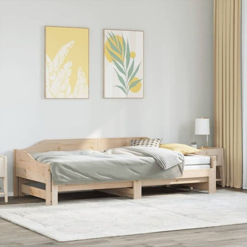 Ausziehbares Tagesbett aus Massivholz Kiefer von vidaxl in Braun, B/T: 90 x 190 cm - Bild 1