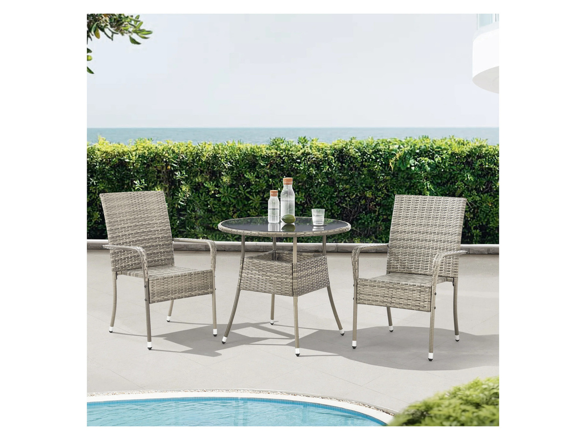 Juskys Polyrattan Gartentisch Yoro rund, Grau, Durchmesser: 80 cm - Bild 2