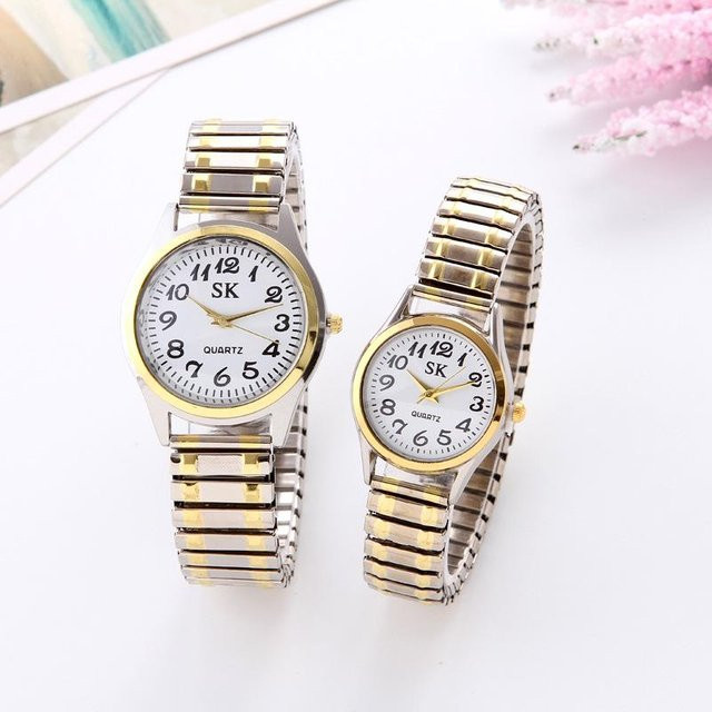 Armbanduhr Edelstahl, Quarz, Gold/Weiß, Unisex - Bild 1
