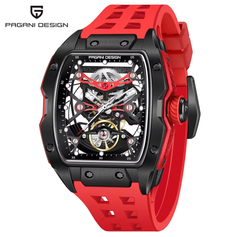 PAGANI DESIGN Armbanduhr, Automatik, Saphirglas, Schwarz, Silikon, Herren - Bild 7