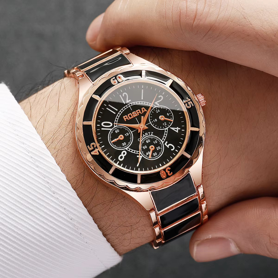 yolako Armbanduhr, Analoguhr, Quarz, Edelstahl, Roségold, Herren - Bild 2