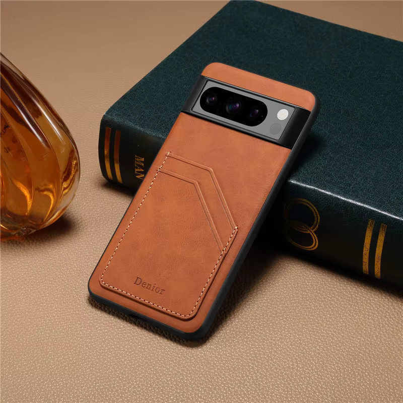 EUCAGR Luxus Business Magnetische Leder Schutzhülle für Google Pixel 9 8 7 6 Pro und 8A 7A 6A in Schwarz und Braun - Bild 3