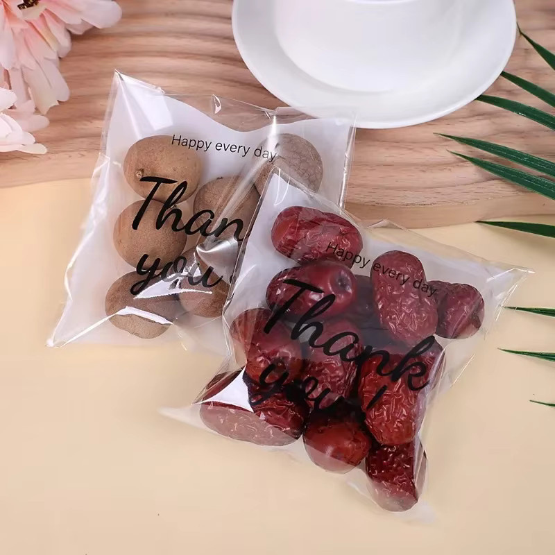 Selbstklebende Dankeschön-Süßigkeitsbeutel aus transparentem Kunststoff für Kekse, Snacks und Geschenke, 100 bis 300 Stück - Bild 4
