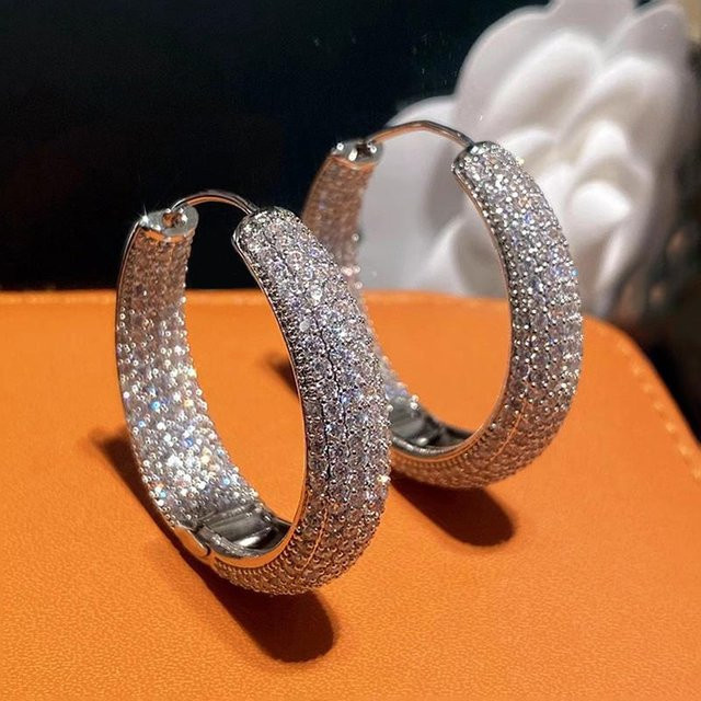 Yiran Jewelry Creolen, Silber, Zirkonia, Damen, grau - Bild 1