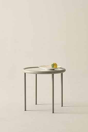 DUXSON Beistelltisch von Jotex mit Glasplatte in Silber, Beige und Grau, modern und quadratisch, B/T/H: 54 x 50 x 10 cm - Bild 1