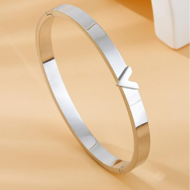 Armband Edelstahl, V-Buchstaben, Weiß, Unisex - Bild 1