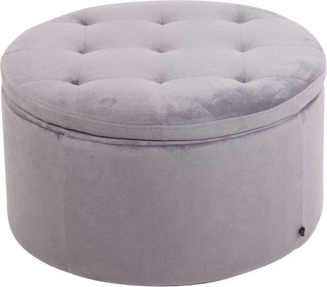 TPFLiving Sitzhocker Eva aus Samt in Grau mit abnehmbarem Bezug, B/T/H: 60 x 60 x 35 cm - Bild 1