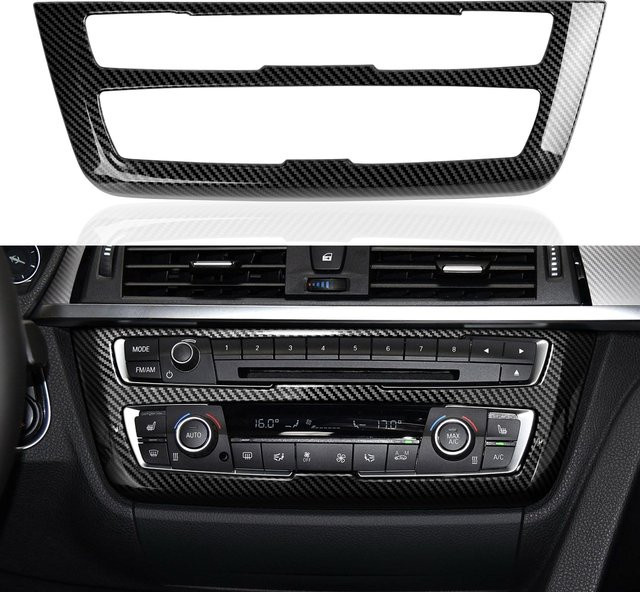 Hengyueshang Carbon Fiber ABS Aufkleber für BMW F30 F31 F34 3GT F32 F33 F36 Mittelkonsole CD und Lautstärkeregler Panel Abdeckung in Schwarz - Bild 1