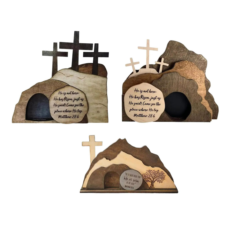 Kesoto Grabfigur Kreuz-Dekoration aus Holz in Braun mit floralem Design, Höhe: 25,0 cm, Breite: 15,0 cm - Bild 2