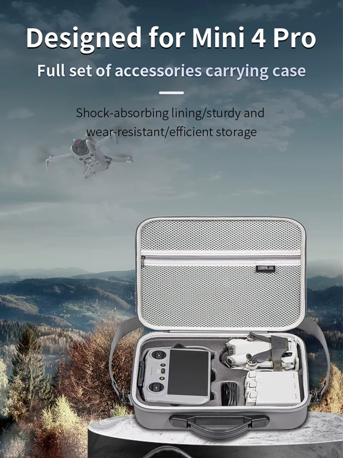 STRATRC Aufbewahrungstasche für DJI Mini 4 Pro und RC2 Fernsteuerung in Grau - Bild 4