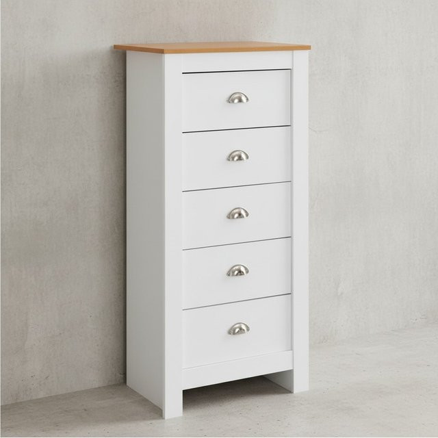 KADIMA DESIGN Sideboard Eiche-Weiß mit 5 Schubladen und Melaminharzbeschichtung, B/T/H: 114 x 39 x 53 cm - Bild 1