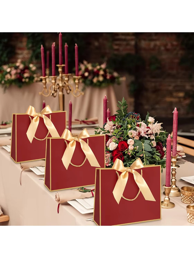 10 Stück Dankeschön-Geschenktüten aus Papier von DUTRIEUX in Rot mit Schleifenbändern für Hochzeiten, Partys und Geburtstage - Bild 7