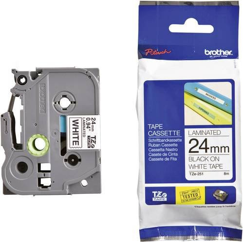 Brother TZe-251 Schriftbandkassette für P-touch, Breite: 24 mm, Farbe: Schwarz auf Weiß - Bild 1