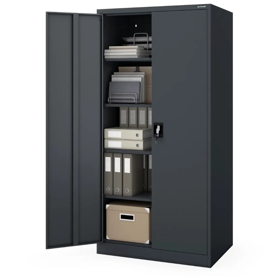 JAN NOWAK Metallschrank Anthrazit mit 5 Ebenen, abschließbarer Büroschrank und Werkzeugschrank, B/T/H: 90 x 60 x 185 cm - Bild 2