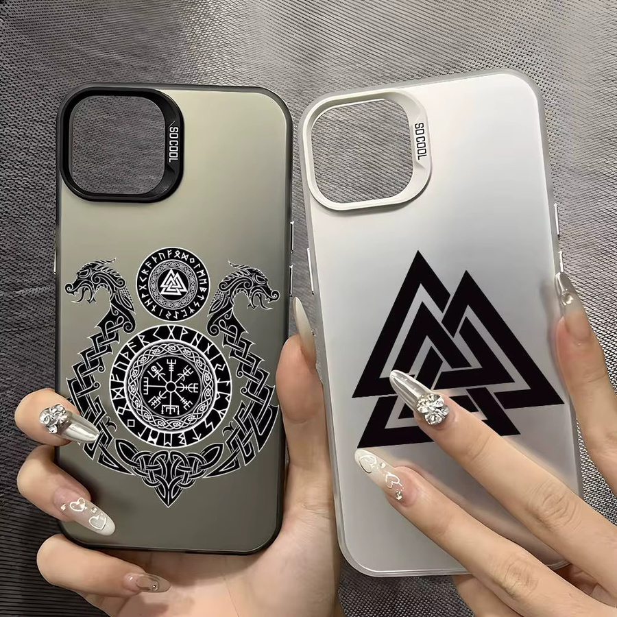 V-Viking Vegvisir Logo Design Handyhülle für Apple iPhone 11 bis 17 Pro Max in Schwarz Lila Matt Laser Metallic Aurora - Bild 3