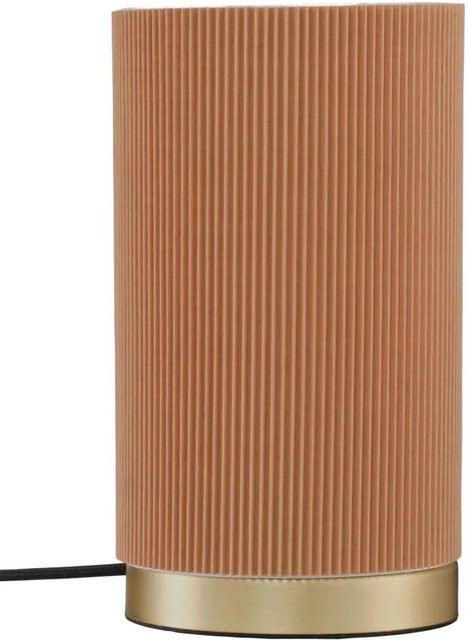 PR Home Dora Textil Tischlampe in Gold Matt Braun mit Plissee-Schirm und E27 Fassung, B: 14 cm, T: 14 cm, H: 25 cm - Bild 1