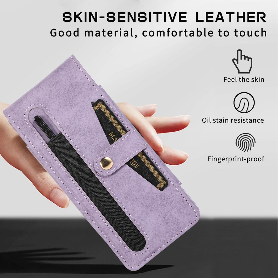 Stoßfeste Ledertasche mit Gürtelclip und S Pen Halterung für Samsung Galaxy Z Fold 5, Fold 4, Fold 3, Fold 2 5G in Lila von Bai Fen Bai-Digital 3C - Bild 4