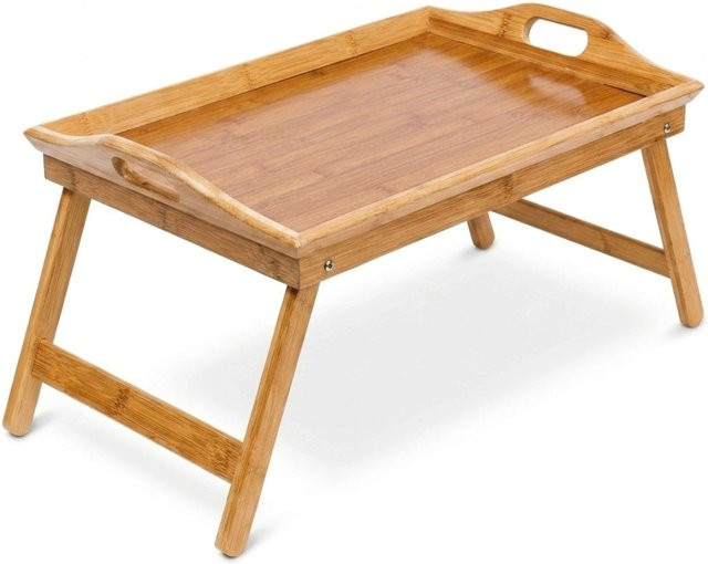 Relaxdays Betttablett aus Bambus in Braun, klappbar, B/T/H: 52 x 33 x 25 cm - Bild 1