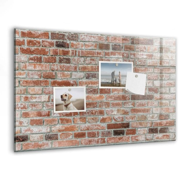 Tulup Glasmagnettafel Ziegelmauer Design, beschreibbare Magnettafel für die Wand, B: 60 cm, H: 40 cm - Bild 1