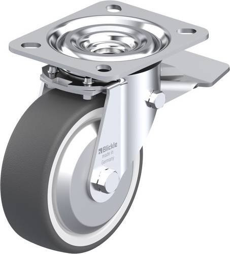 Blickle L-POTH 100KA-ST-FA Lenkrolle mit Feststeller, Rad-Durchmesser: 100 mm, Tragfähigkeit: 250 kg, verzinkter Stahl und Kunststoff in Grau und Weiß - Bild 1