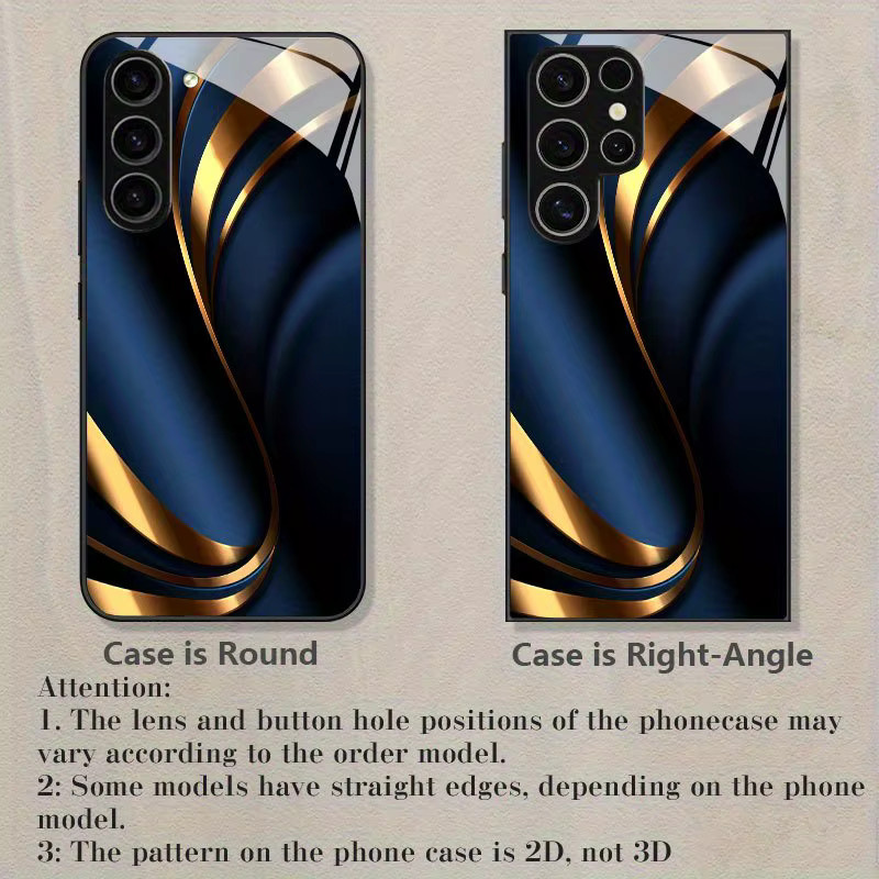 Mairuige Glas-Handyhülle mit Goldband und dunkelblauem Musterdesign für Samsung Galaxy S25, S24, S24 Plus, A36, A55 und A54 - Bild 2