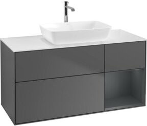 V&B Waschtischunterschrank Finion in Anthrazit mit Mittelregal, lackiert, Breite: 120 cm, Tiefe: 50,1 cm, Höhe: 50,1 cm - Bild 1