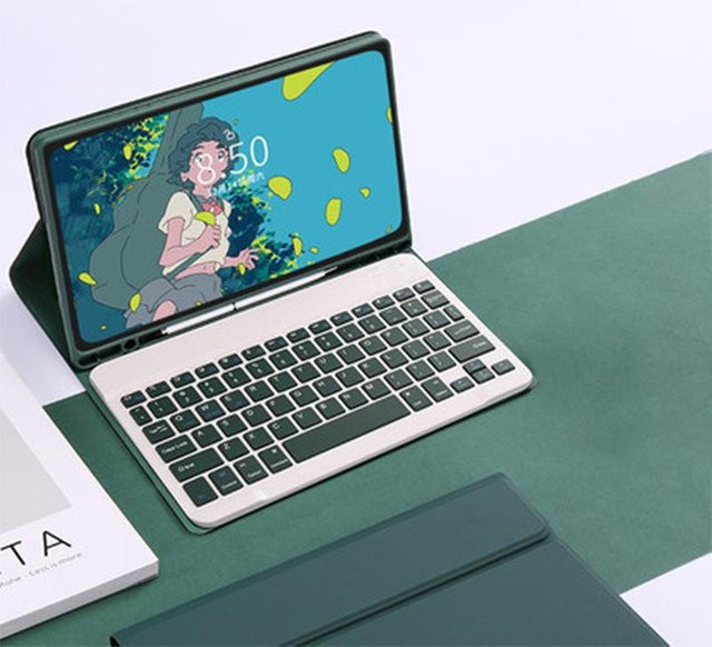 Samsung S10 FE+ Tablet Hülle mit 13,1 Zoll Tastatur, Stiftschlitz und Bluetooth Maus in Grau - Bild 1