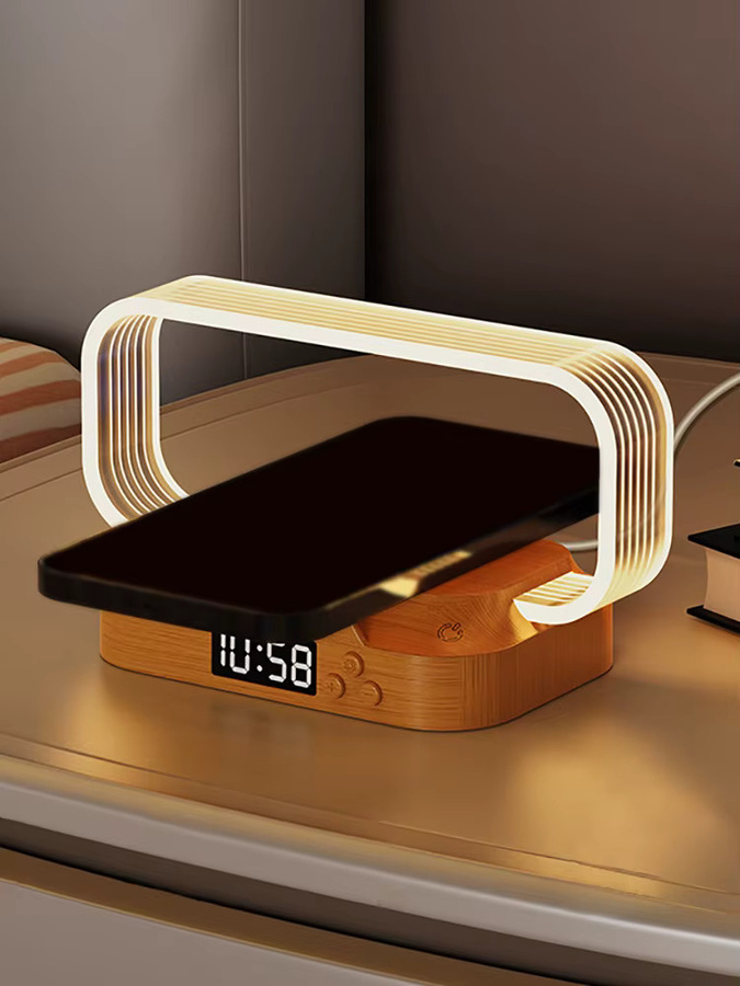 SHENZHITECH Infinite Touch Light mit 15 W kabelloser Ladefunktion, Digitaluhr und Telefonhalter in Weiß mit dimmbarer Helligkeit und 3 Farbtemperaturen - Bild 5