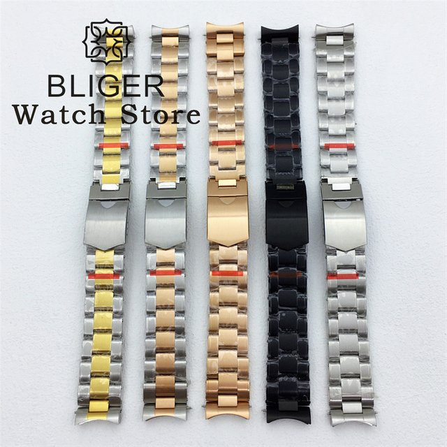 Bliger Uhrenarmband Edelstahl, Silber, schwarz, Roségold, 20 mm, Unisex - Bild 1
