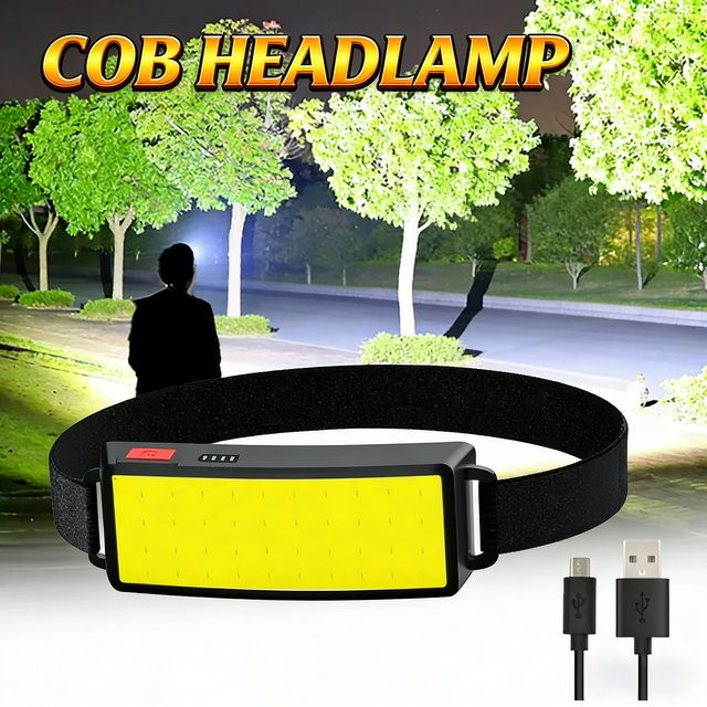 XIWANGFIRE COB-LED-Stirnlampe mit wiederaufladbarem Akku, Schwarz - Bild 1