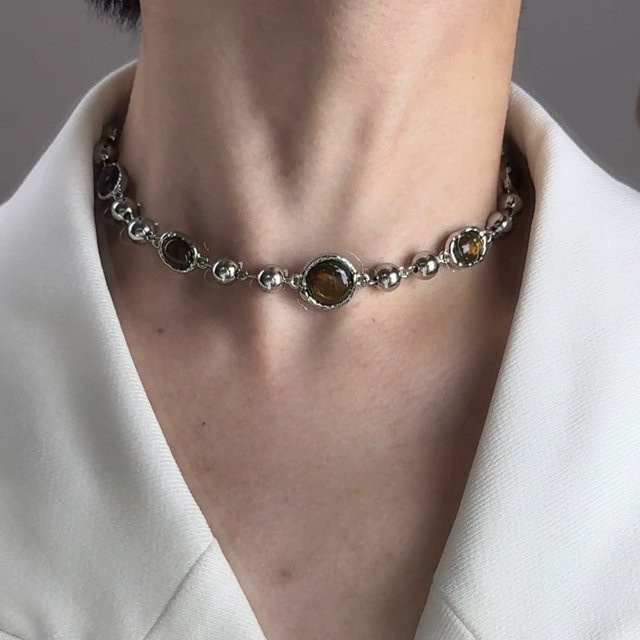 imixlot Halskette, braune Perle, Metall, Damen - Bild 1