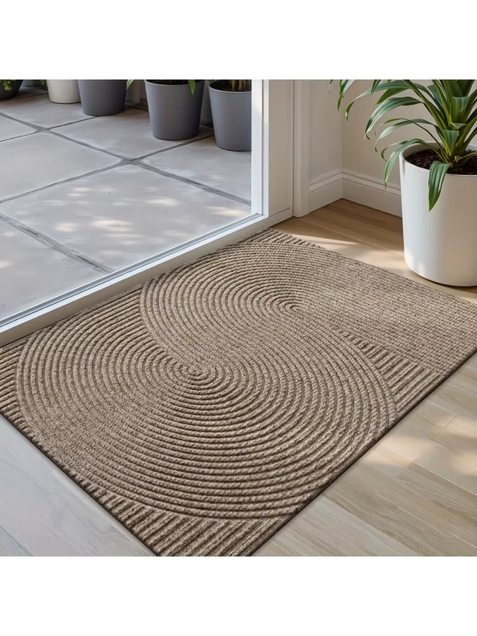 VIKAMA Bodenmatte mit geometrischem Halbkreis-Print, rutschfester und schmutzabweisender Teppich für Eingangsbereich, Badezimmer oder Küche, Breite: 60 cm, Tiefe: 40 cm - Bild 3