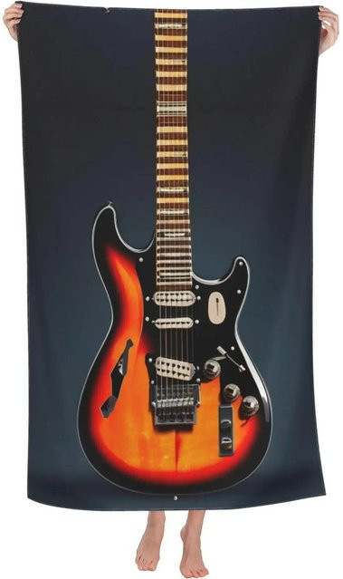 Schnelltrocknendes Mikrofaser Strandtuch mit Elektrische Gitarre Aufdruck von JMG Household Supplies, Mehrfarbig, B/H: 50 x 100 cm - Bild 1