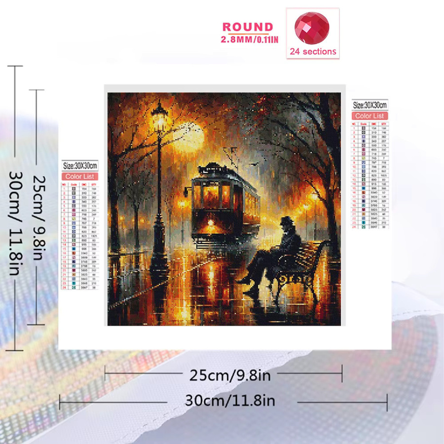 EverShine Diamond Painting Set Landschaft mit Stadtmotiv, 5D DIY Mosaik Stickerei in Multicolour, quadratisch - Bild 2