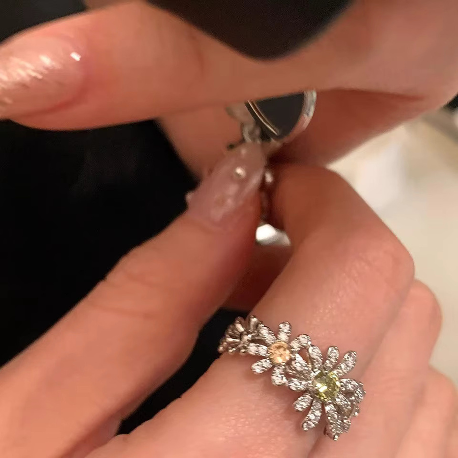 XIYANIKE Ringe, Gänseblümchen, Zirkonia, Silber, Damen - Bild 4