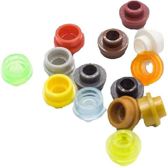 85861 Platte rund 1 x 1 mit offenem Bolzenblock, 10-teiliges Set, Gelb, Bunt / Mehrfarbig - Bild 1