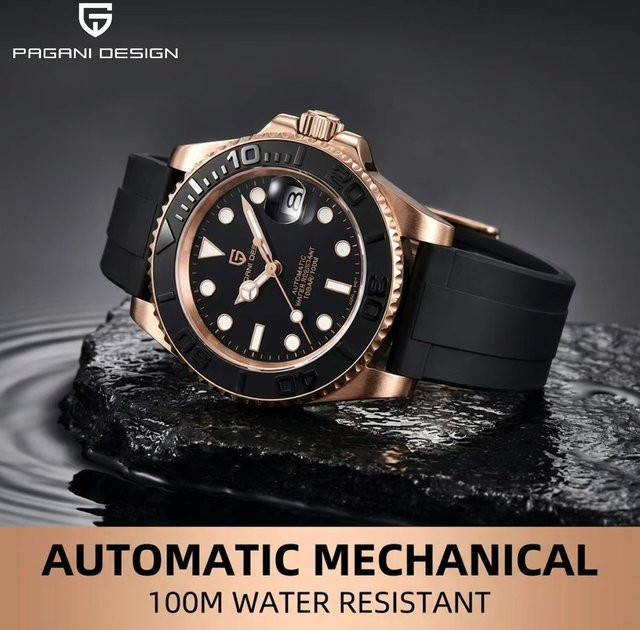 PAGANI DESIGN Armbanduhr Automatik, Edelstahl, Schwarz, Herren - Bild 1