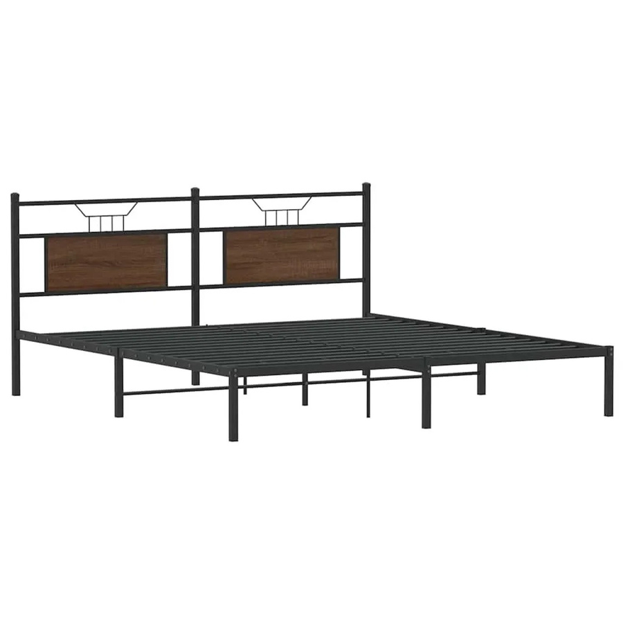 vidaXL Bettgestell aus Holzwerkstoff und Stahl in Eiche Braun ohne Matratze B/T/H: 160 x 200 cm - Bild 2