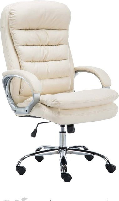 TPFLiving Bürostuhl BIG Vancom Executive Chair aus Kunstleder in Beige mit Armlehnen und Rollen - Bild 1