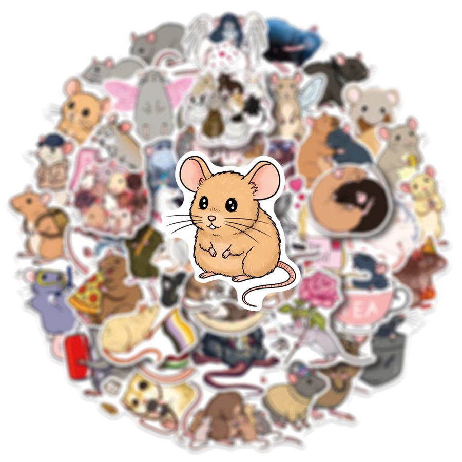 50 oder 100 Stück Cartoon Ratten Aufkleber in Mehrfarbig für Schule, DIY-Projekte und Dekoration von Notizbüchern oder Koffer, wasserfeste Papieraufkleber - Bild 3