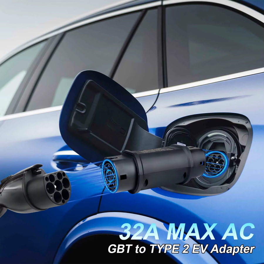 Kolanky GBT auf Typ 2 EV-Ladegerät-Adapter, 32 A 22 kW, Schwarz, für EU-Typ-2-Elektrofahrzeuge - Bild 4