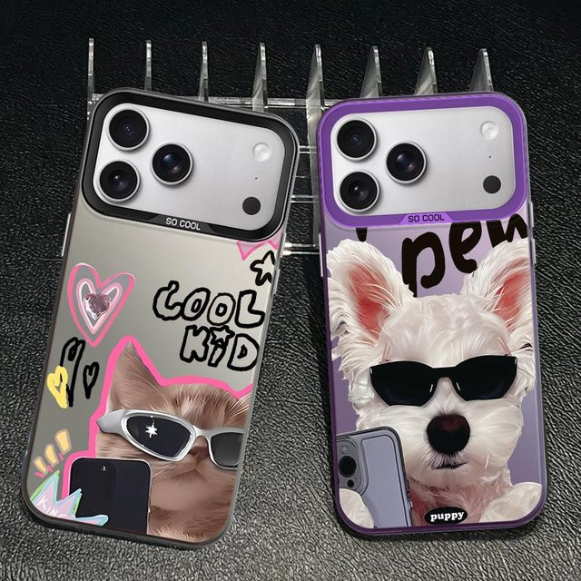 Transparente Handyhülle mit süßem Hunde- und Katzen-Design für Apple iPhone 16 15 14 13 12 11 Pro Max Plus XR XS und Air - Bild 1