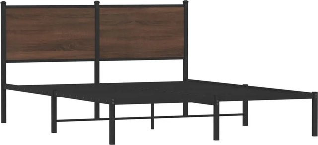vidaXL Metallbett in Eiche Braun ohne Matratze B/T/H: 150 x 200 cm - Bild 1